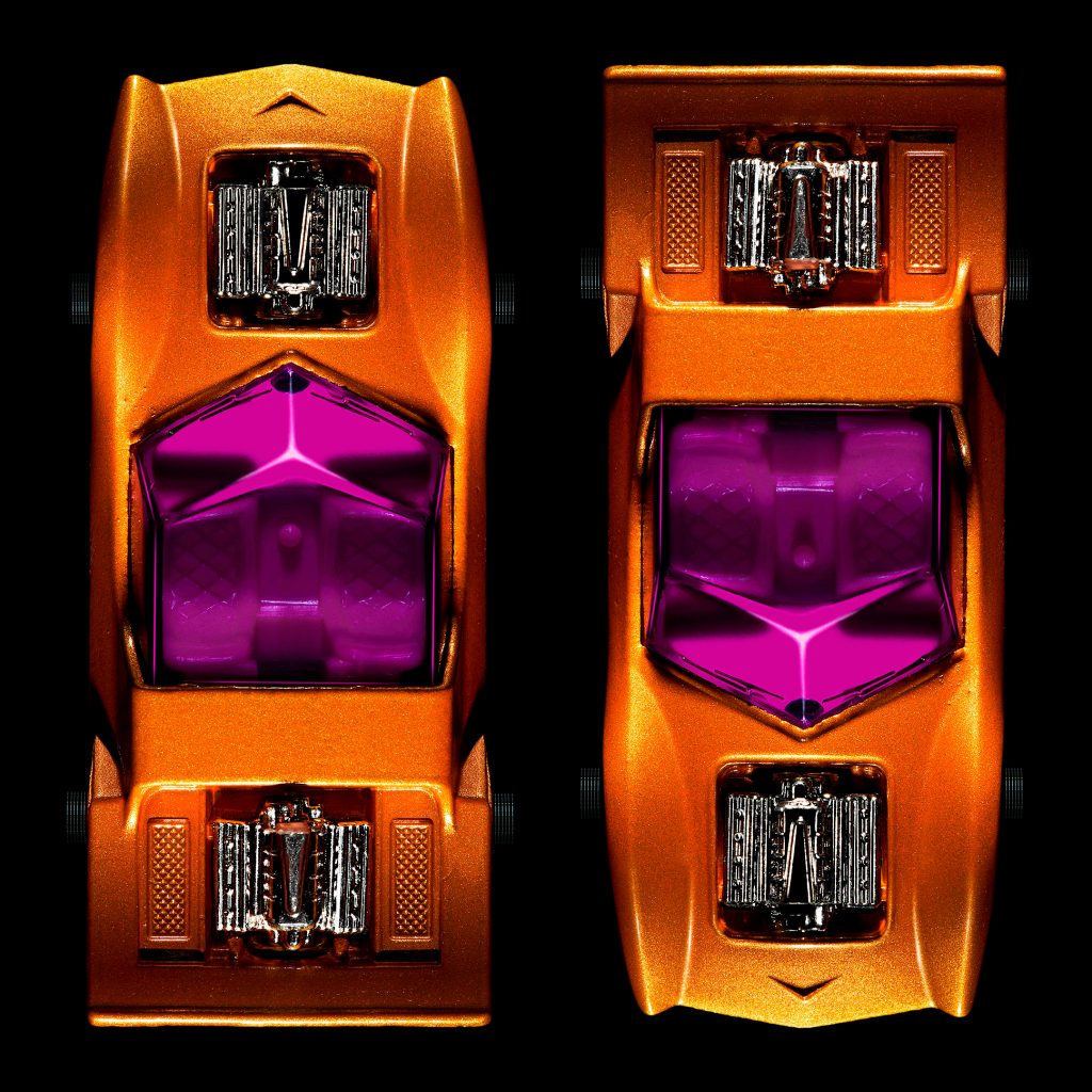 photographic artwork of a pair of gruesome twosome toy cars by patrick steel